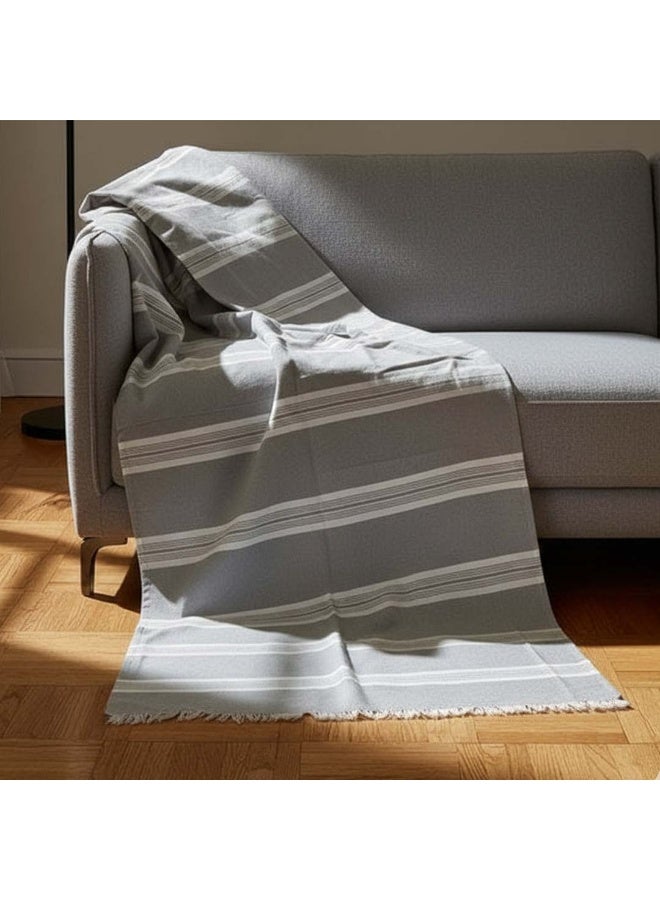 إنشز هوم غطاء كنبة رمادي بخطوط أنيقة متعدد الاستخدام  220*90 سم - Image 1